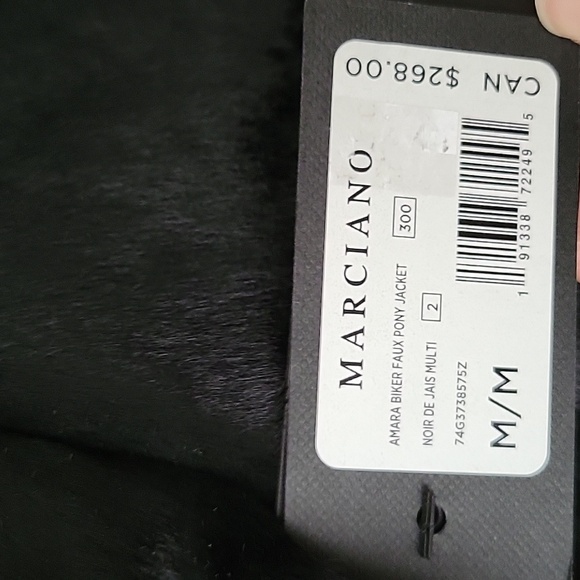 Marciano Women's Amara Biker Faux Pony Black Jacket- Size M- New! - Picture 5 of 11